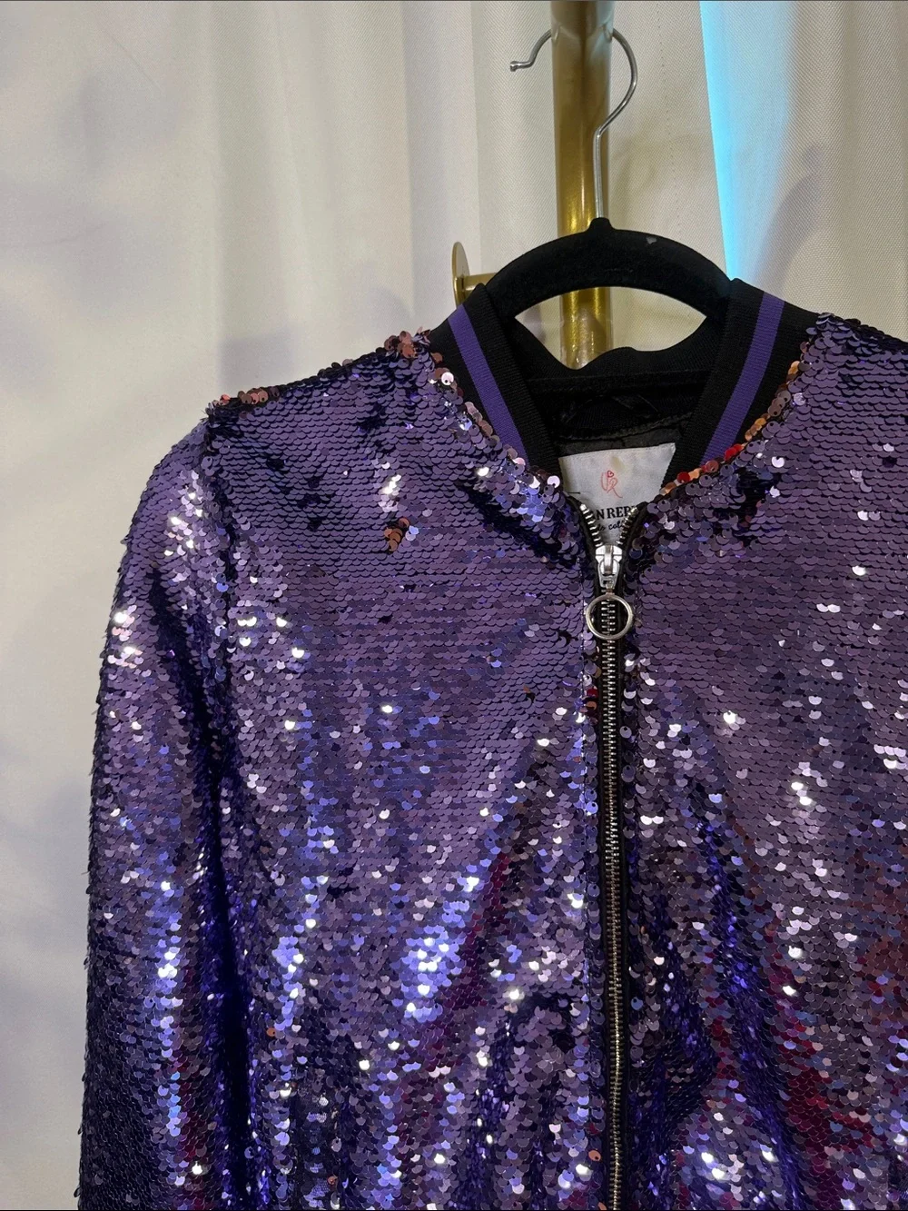 Urban Republic Nordstrom Sequin Bomber Zip Up Glitter Sparkle Girls Purple